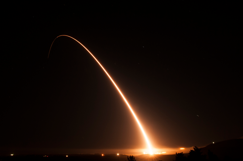 An unarmed Minuteman III intercontinental ballistic missile launches during an operational test at 11:01 Pacific Standard Time Tuesday, Nov. 6, 2018, at Vandenberg Air Force Base, California
